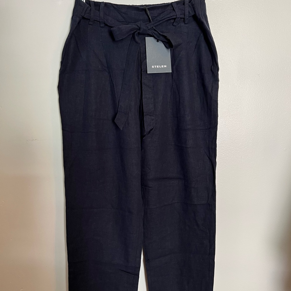 STELEN Need Supply Co Linen Navy Tie Waist Pants Large